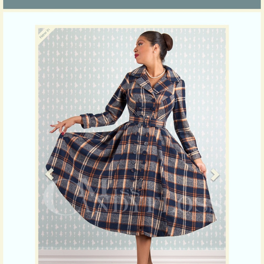 Miss candy floss plaid coat dress